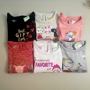 Lot Of 6 Toughskins Girls' Long Sleeve T-shirts bundle  Size 12 Months